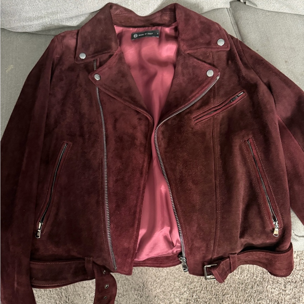 AG Adriano Goldschmied Deep Red Suede Jacket